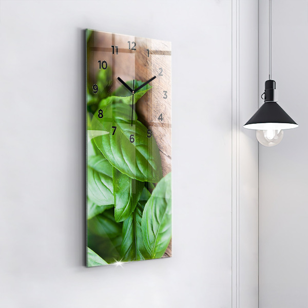 Horloge rectangulaire verticale feuilles de basilic