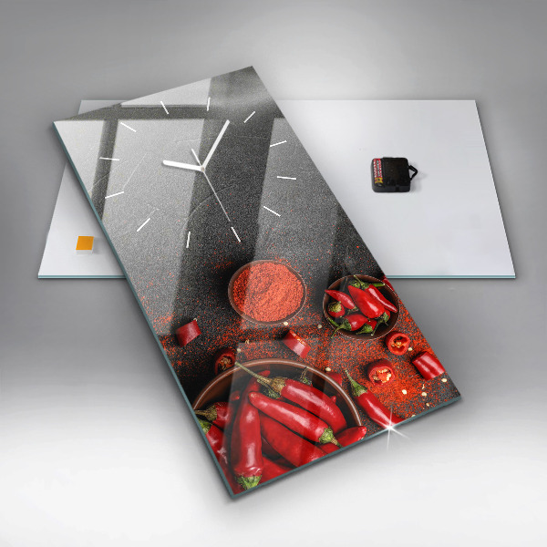 Horloge rectangulaire verticale Poivrons rouges