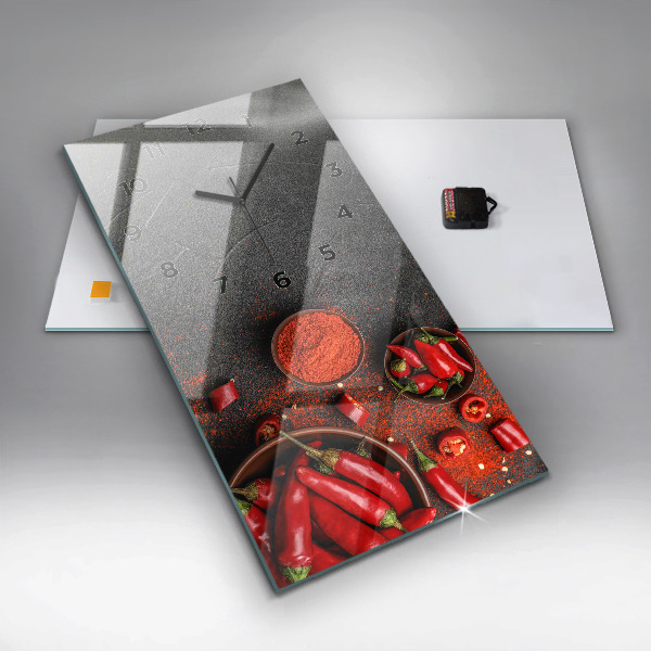 Horloge rectangulaire verticale Poivrons rouges
