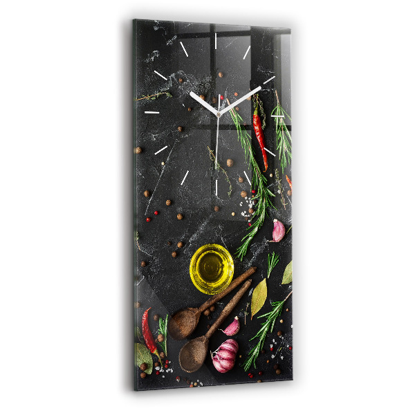 Horloge murale verticale Épices sur le comptoir