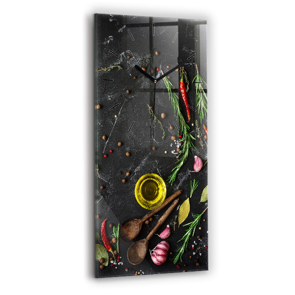 Horloge murale verticale Épices sur le comptoir