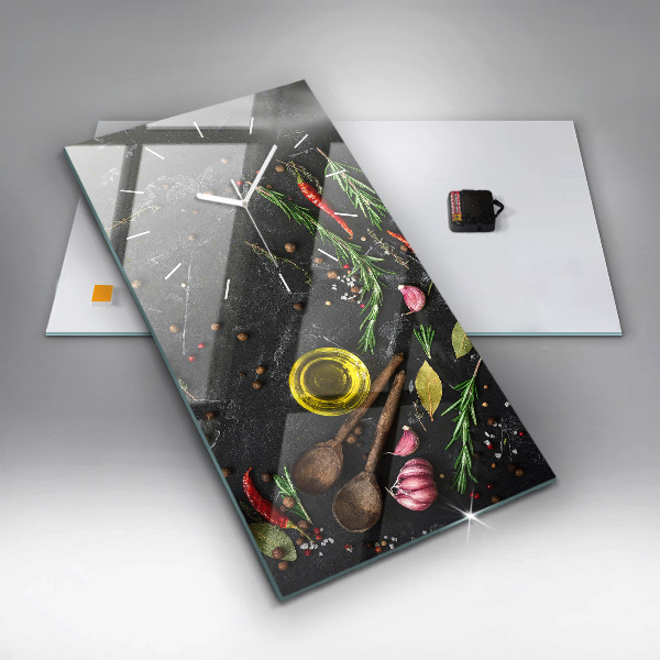 Horloge murale verticale Épices sur le comptoir