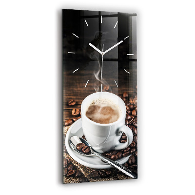 Horloge murale verticale Tasse et grains de café