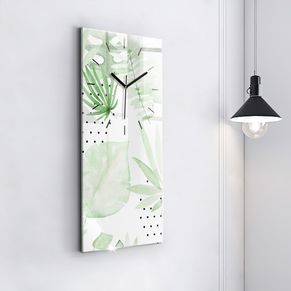 Horloge murale verticale Feuilles vertes
