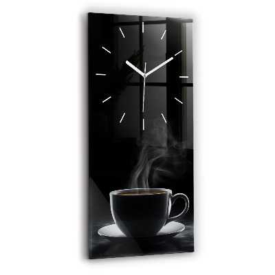Horloge murale verticale Une tasse de café noir