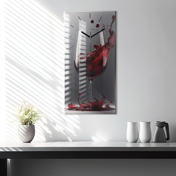 Horloge murale verticale Un verre de vin rouge