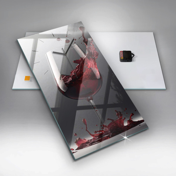 Horloge murale verticale Un verre de vin rouge