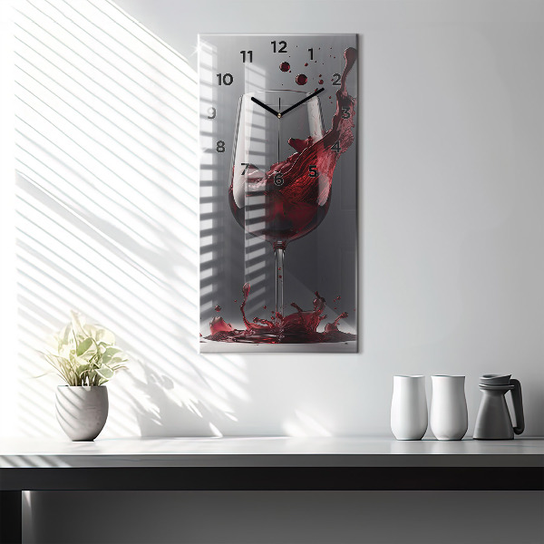 Horloge murale verticale Un verre de vin rouge