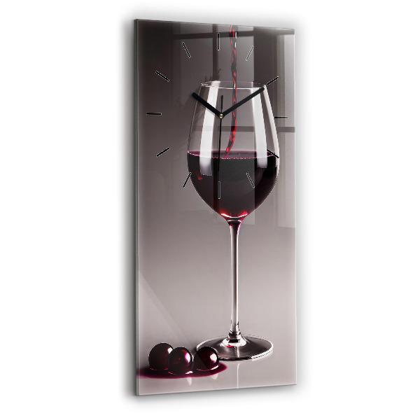 Horloge murale verticale Un verre de vin rouge