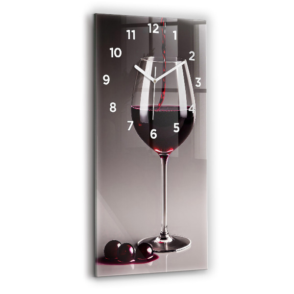 Horloge murale verticale Un verre de vin rouge