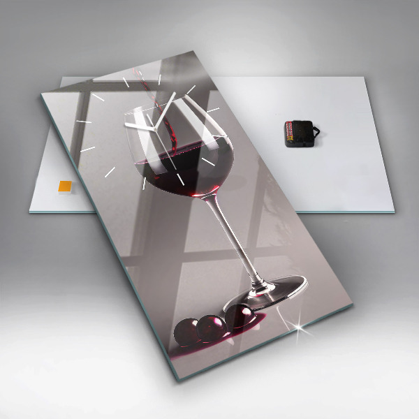 Horloge murale verticale Un verre de vin rouge