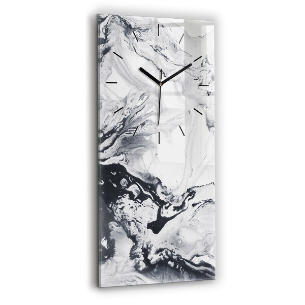 Horloge rectangulaire verticale 'Marbre à l''encre abstrait'