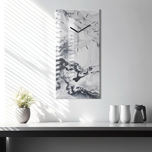 Horloge rectangulaire verticale 'Marbre à l''encre abstrait'