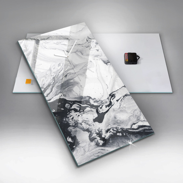 Horloge rectangulaire verticale 'Marbre à l''encre abstrait'