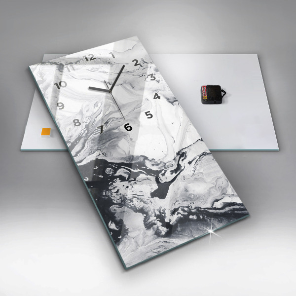 Horloge rectangulaire verticale 'Marbre à l''encre abstrait'