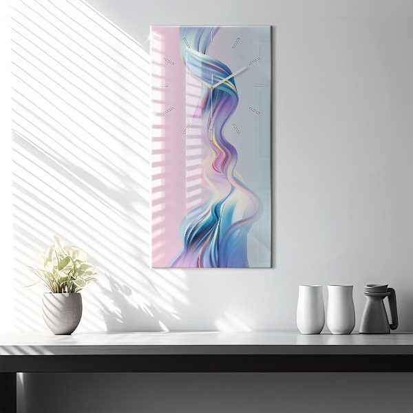 Horloge murale verticale Abstraction de vague pastel