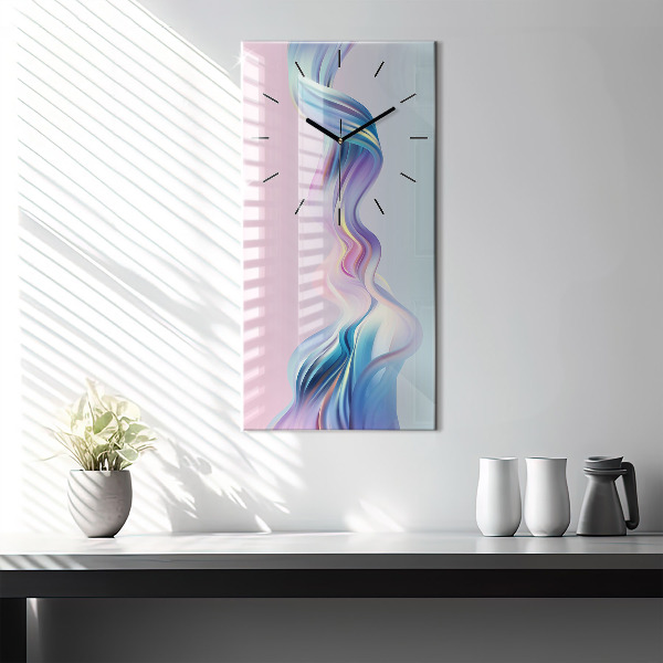Horloge murale verticale Abstraction de vague pastel