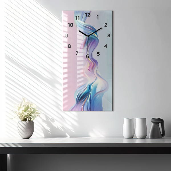 Horloge murale verticale Abstraction de vague pastel