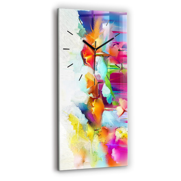 Horloge rectangulaire verticale Fleurs abstraites