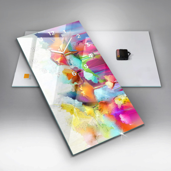 Horloge rectangulaire verticale Fleurs abstraites
