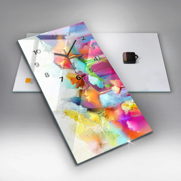 Horloge rectangulaire verticale Fleurs abstraites