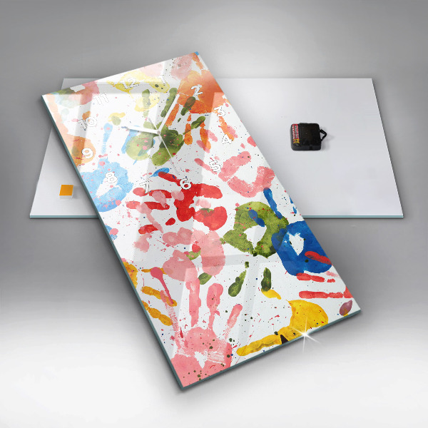 Horloge murale verticale 'Empreintes de mains d''enfants'