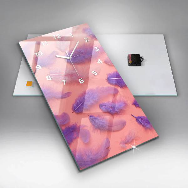 Horloge murale verticale plumes colorées