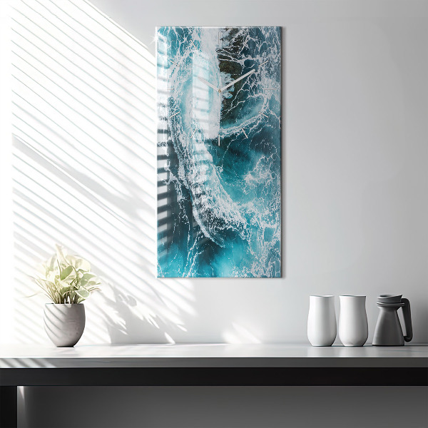 Horloge murale verticale Vagues tourbillonnantes et mousseuses