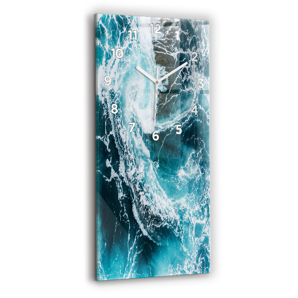 Horloge murale verticale Vagues tourbillonnantes et mousseuses