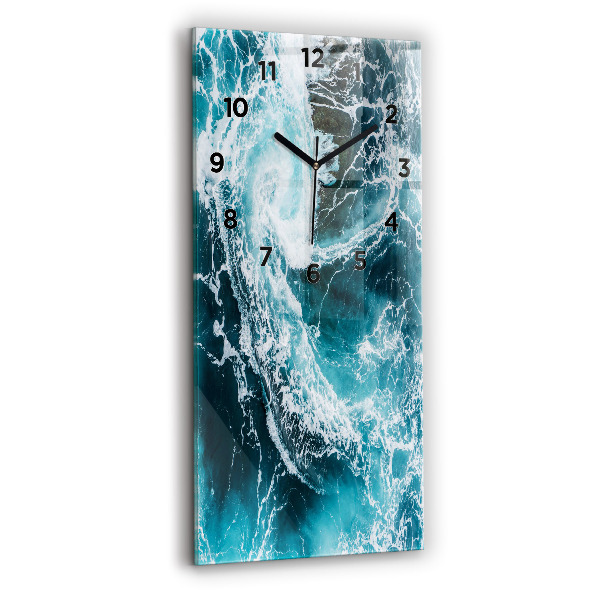 Horloge murale verticale Vagues tourbillonnantes et mousseuses