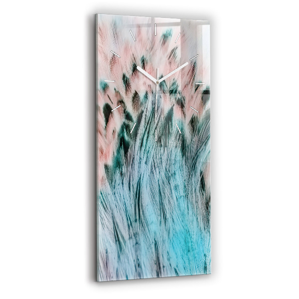 Horloge rectangulaire verticale plumes colorées