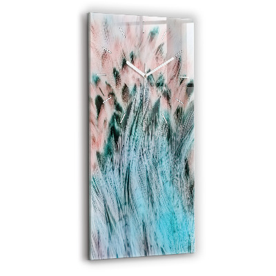 Horloge rectangulaire verticale plumes colorées