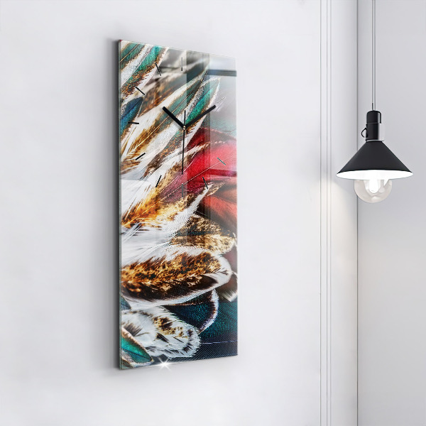 Horloge rectangulaire verticale 'Plumes d''oiseaux marron clair'