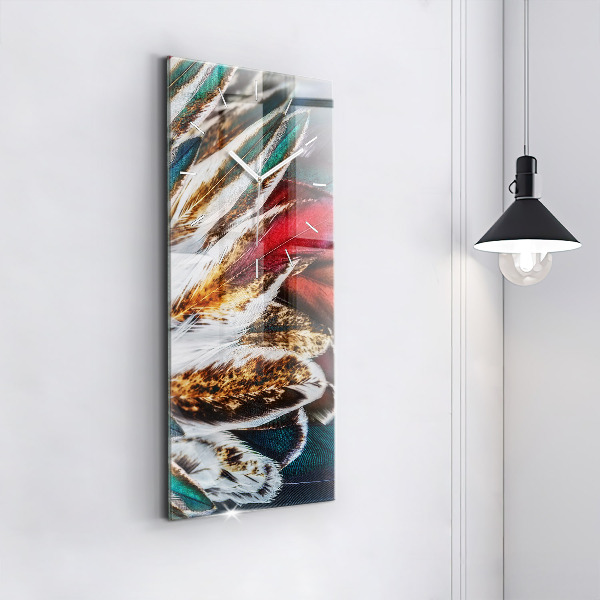 Horloge rectangulaire verticale 'Plumes d''oiseaux marron clair'