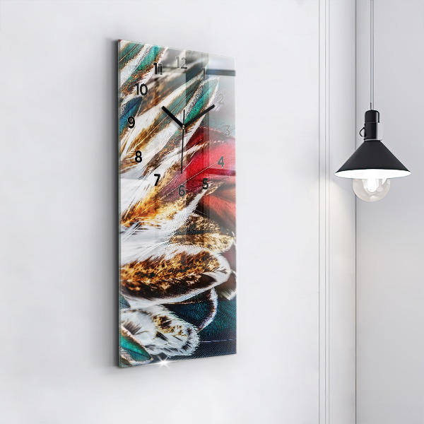 Horloge rectangulaire verticale 'Plumes d''oiseaux marron clair'