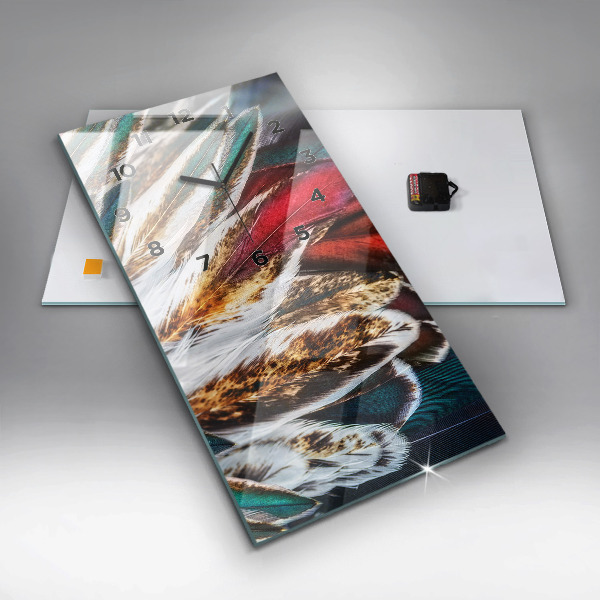 Horloge rectangulaire verticale 'Plumes d''oiseaux marron clair'