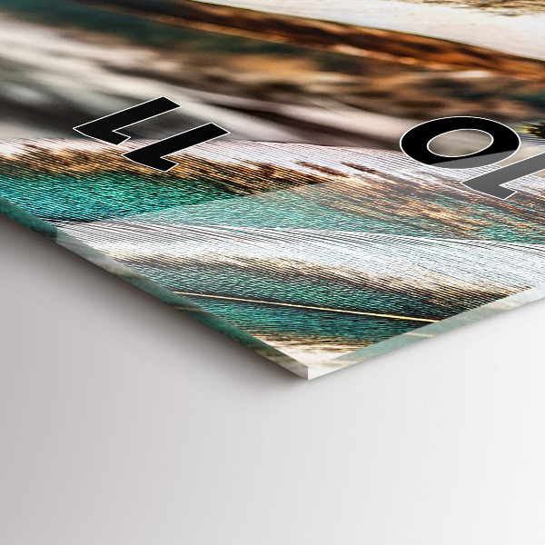 Horloge rectangulaire verticale 'Plumes d''oiseaux marron clair'