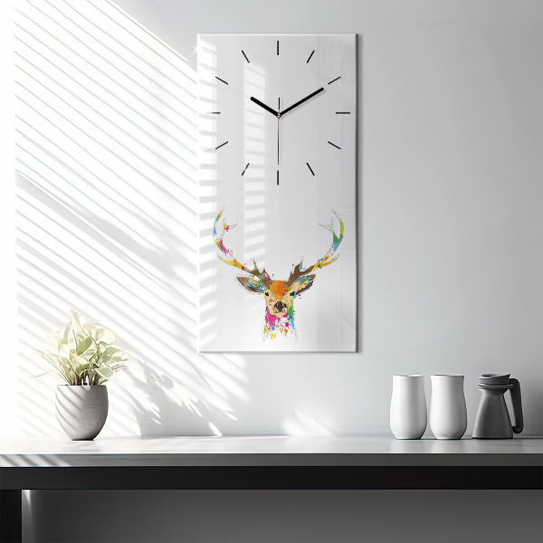 Horloge rectangulaire verticale Tête de cerf colorée