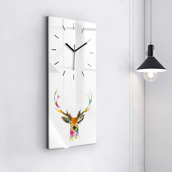 Horloge rectangulaire verticale Tête de cerf colorée