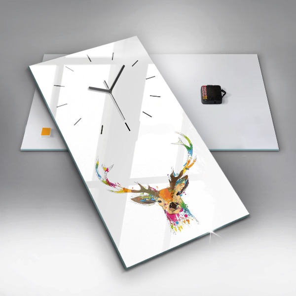 Horloge rectangulaire verticale Tête de cerf colorée