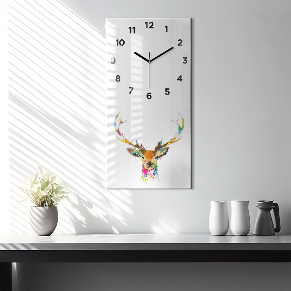 Horloge rectangulaire verticale Tête de cerf colorée