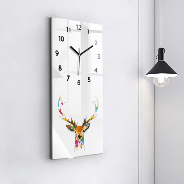 Horloge rectangulaire verticale Tête de cerf colorée