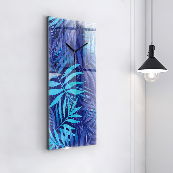 Horloge murale verticale Feuilles bleues