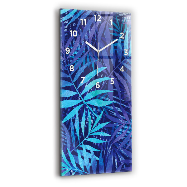 Horloge murale verticale Feuilles bleues