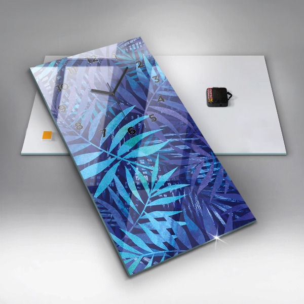 Horloge murale verticale Feuilles bleues