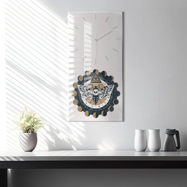 Horloge murale verticale 'Les phases de la lune et l''œil'