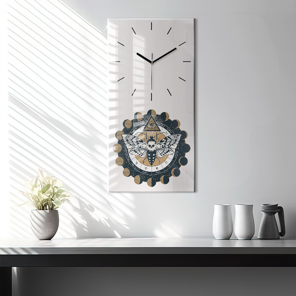 Horloge murale verticale 'Les phases de la lune et l''œil'