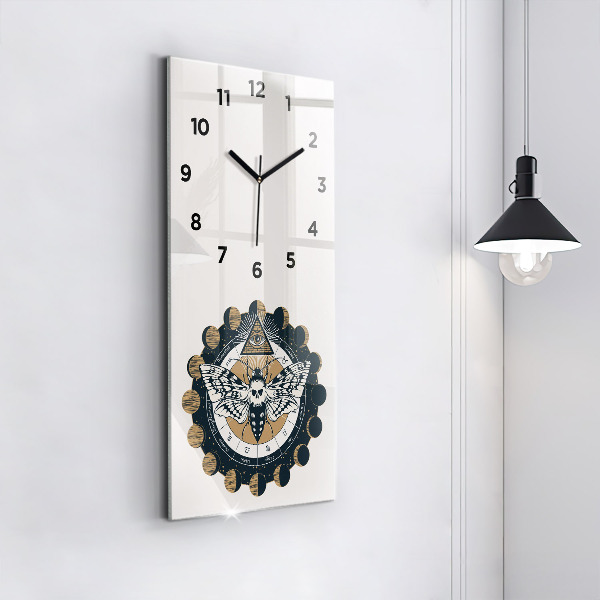 Horloge murale verticale 'Les phases de la lune et l''œil'