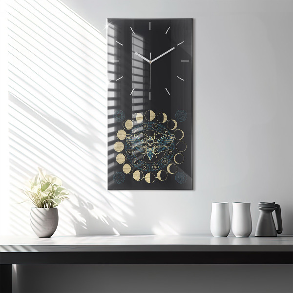 Horloge murale verticale Phases de la lune et insectes