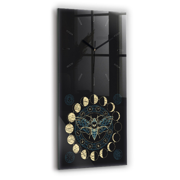 Horloge murale verticale Phases de la lune et insectes